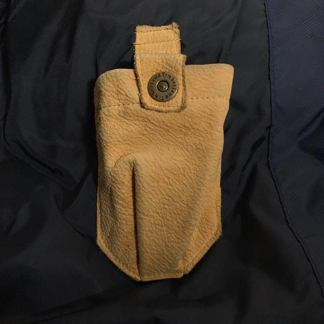 Timberland ダウンジャケット ビッグロゴ 刺繍 紺 L