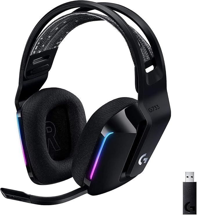 Logicool G ワイヤレス ゲーミングヘッドセット G733-BKrd LIGHTSPEED 7.1ch マイク付き 278g 軽量 89時間連続使用 USB レシーバー ブラック