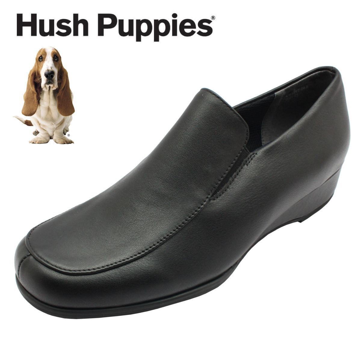 ハッシュパピー レディース ウエッジソール パンプス L-6561t 6561 Hush puppies 婦人靴 ブラック