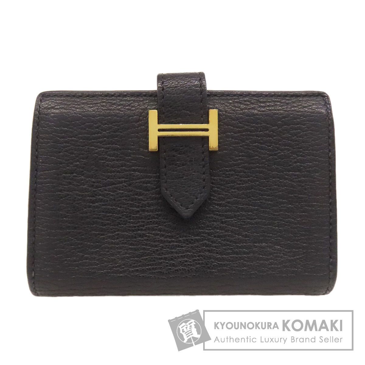 HERMES エルメス ベアン ゴールド金具 カードケース シェーブル レディース