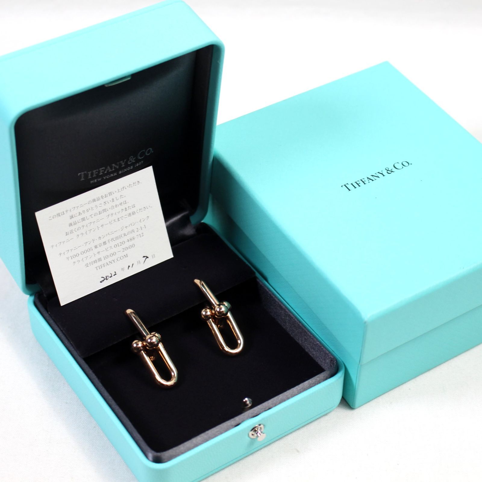 美品 ティファニー TIFFANY＆CO．ハードウェア ラージ リンク ピアス 