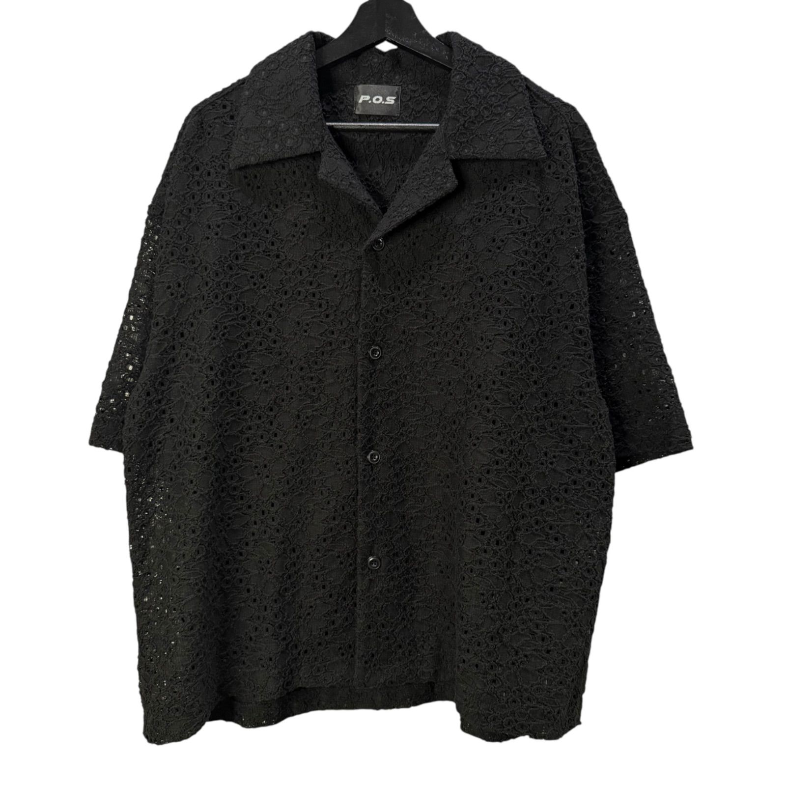P.O.S LACE S|S COLLAR SHIRT BLACK