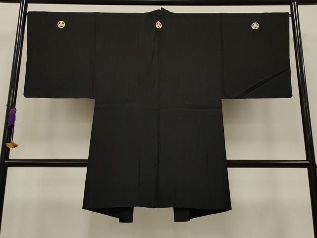 平和屋着物＃男性 長羽織 黒紋付き 正絹 CAAT5804id