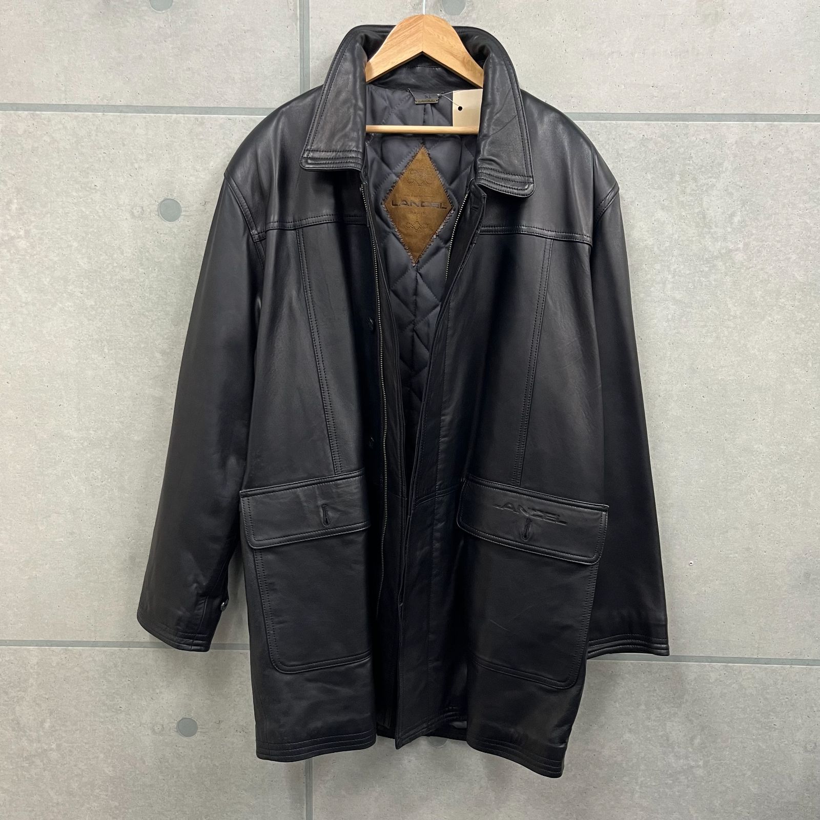 LANCEL ランセル スムースレザー ラムレザージャケット ジップアップ