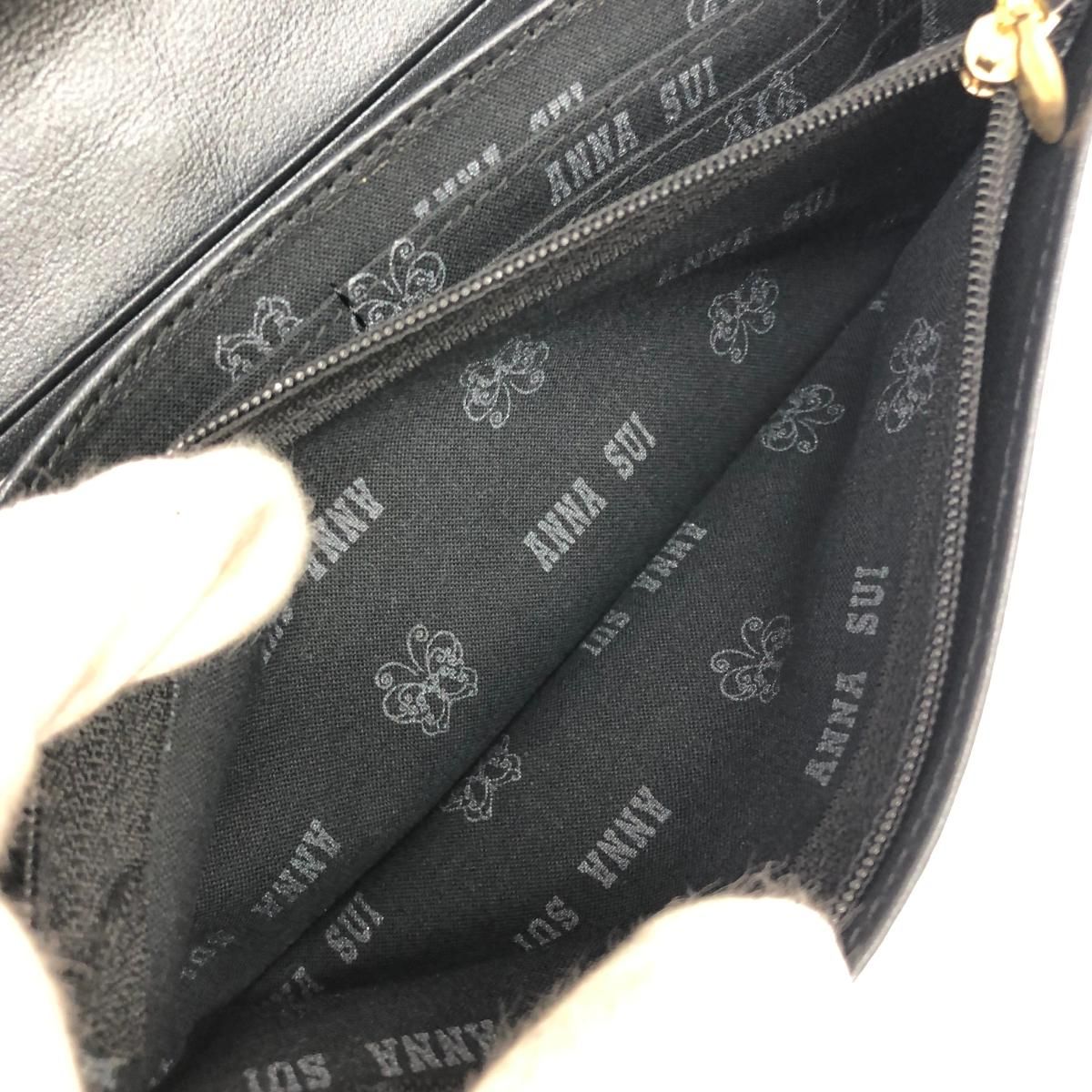 新品同様 ANNA SUI アナスイ 二つ折り長財布 財布 パープル