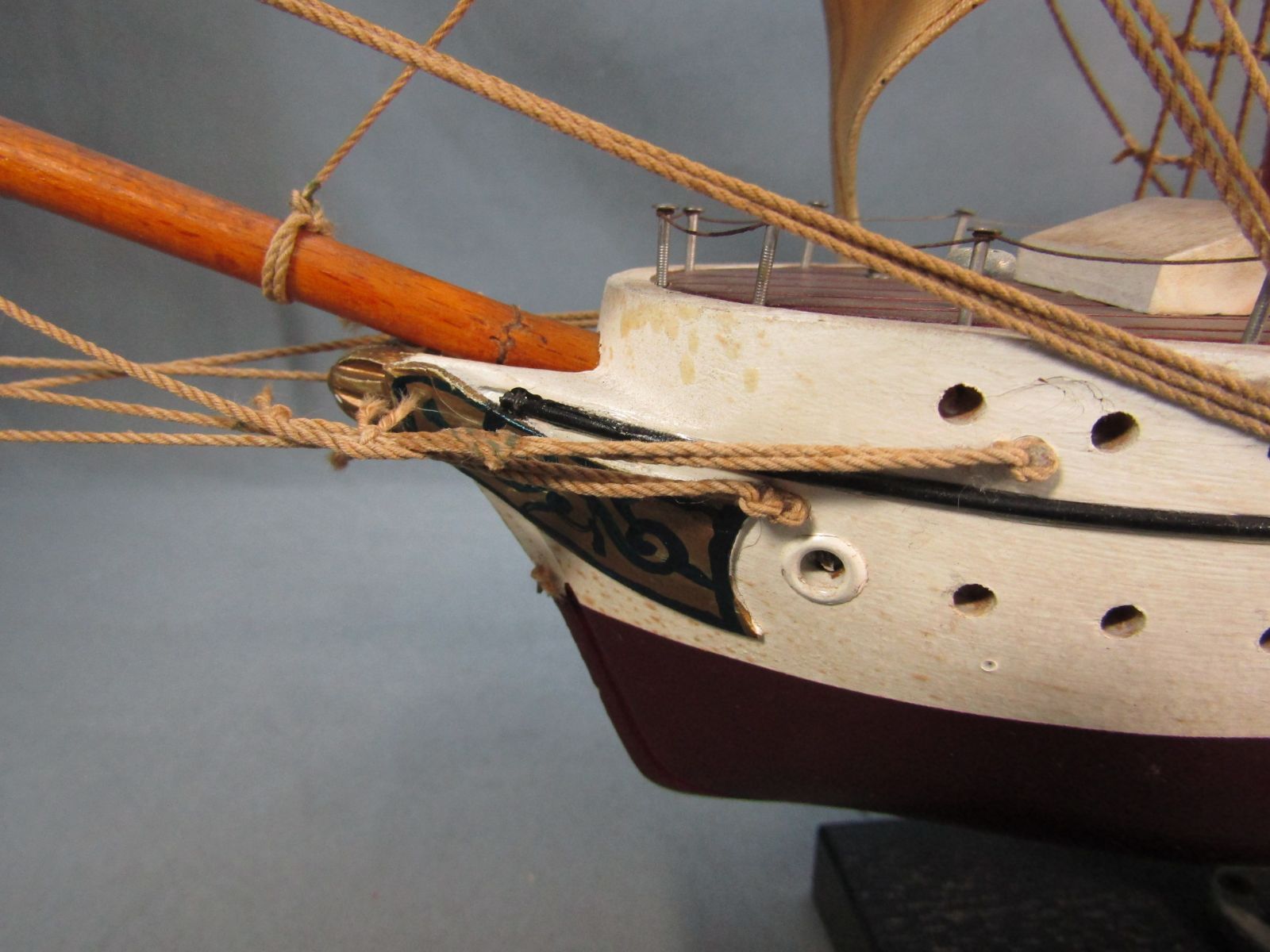 日本丸　木製　アンティーク　帆船模型　全長60cm-3
