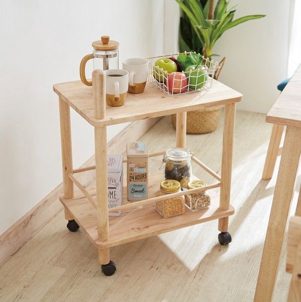 飛騨家具　天然木　キャスター付きサイドテーブル　キッチンワゴン 5日までポイント5倍 キッチンワゴン キャスター付 天然木 木製 3