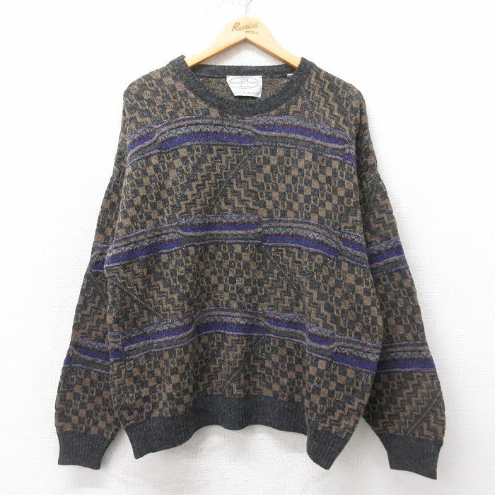 XL/古着 サックスフィフスアベニュー 長袖 セーター メンズ 90s クルーネック 茶他 ブラウン spe 25feb03 中古 ニット トップス