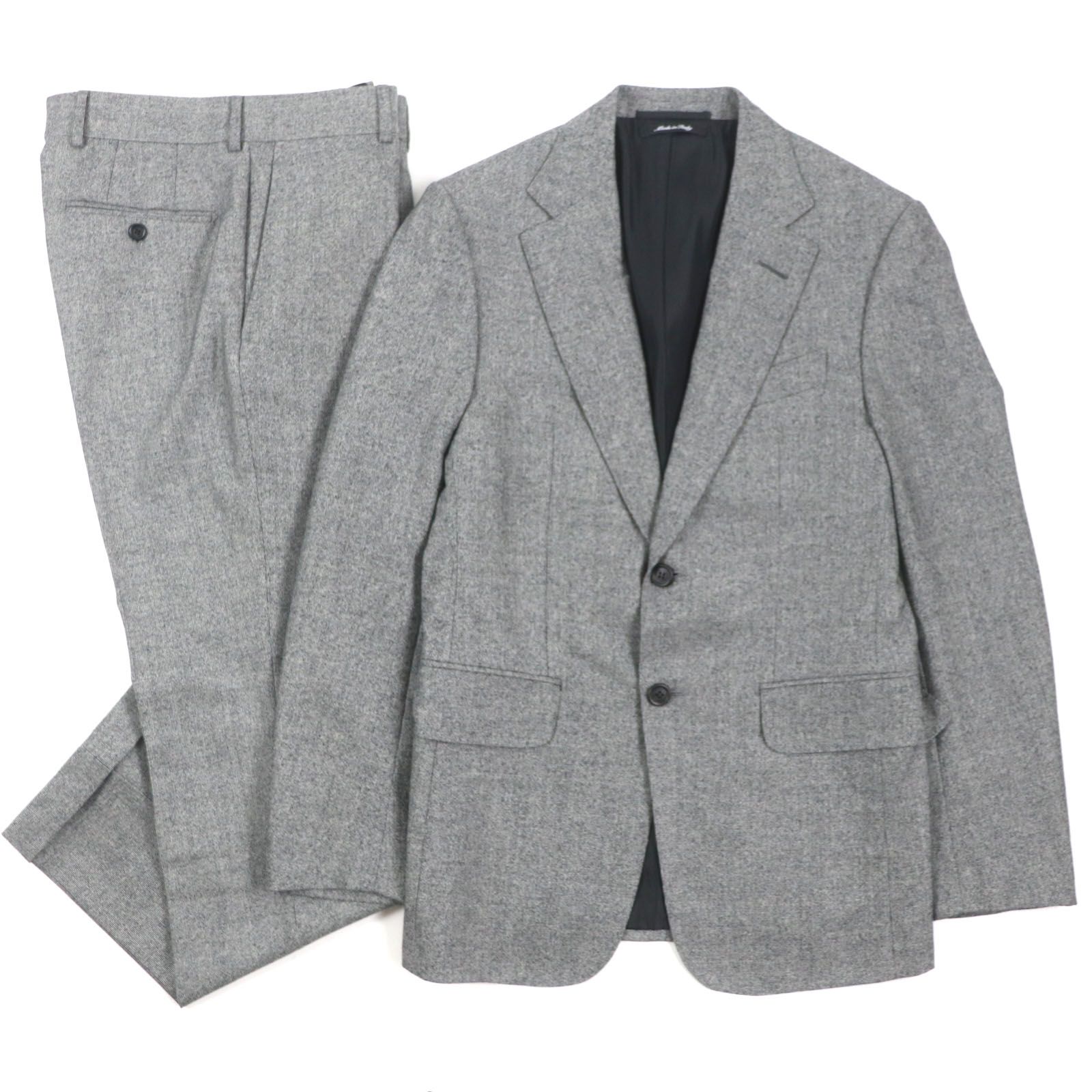 極美品Dunhill ダンヒル ウール シルク ロゴ入りボタン シングルスーツ セットアップ グレー系 46 イタリア製 正規品 メンズ ビジネス