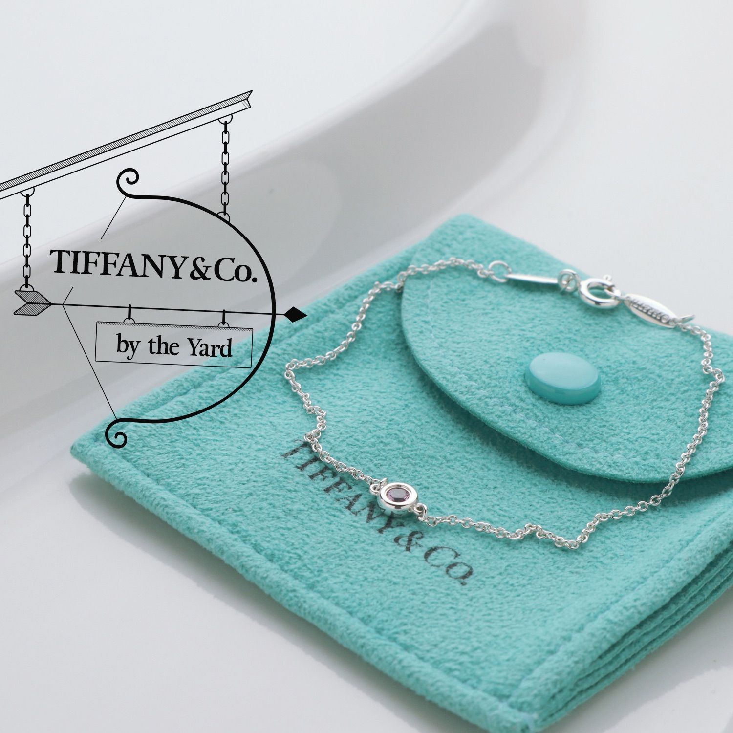 極美品 TIFFANY&Co. ティファニー バイザヤード ピンクサファイア ブレスレット スターリング シルバー AG 925