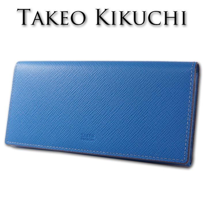 タケオキクチ TAKEO KIKUCHI 牛革 長財布 パナマ メンズ ブルー 限定色 ...