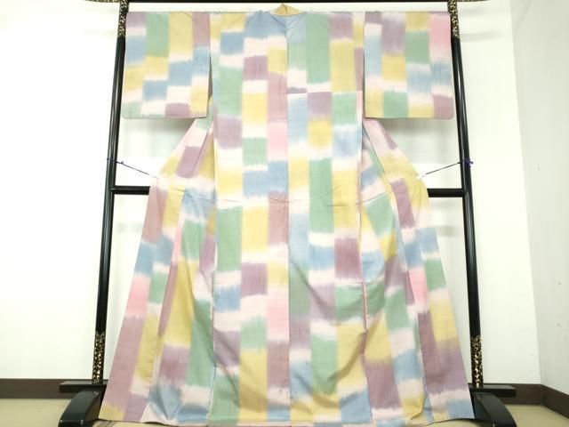 平和屋着物●上質な紬 変わり市松 正絹 DAAX4303ps