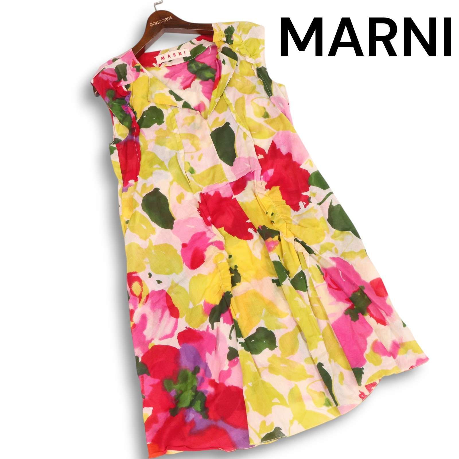イタリア製 MARNI トロンプルイユ ワンピース / マルニ ノースリーブ MARNI - 古着 MARNI マルニ ポルトガル製 ノースリーブ