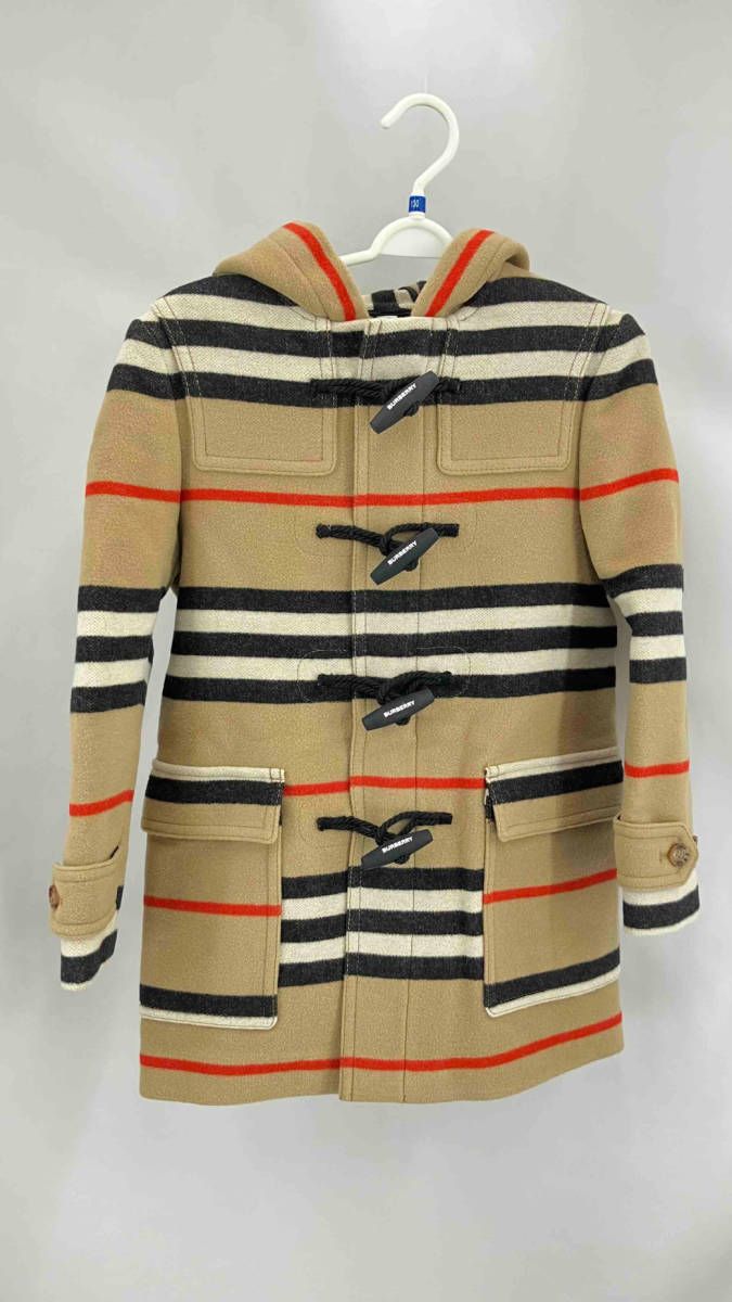 美品 BURBERRY バーバリー ダッフルコート 8029863 ウール100% タグ付き キッズ 130cm キャメル 冬