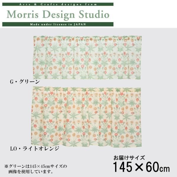 【新品・5営業日で発送】川島織物セルコン Morris Design Studio デイジーシアー カフェカーテン(防炎) 145×60cm DH1400D G・グリーン