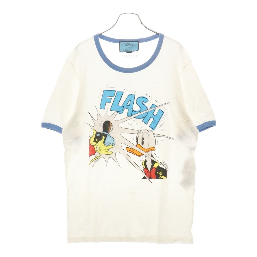 GUCCI (グッチ) ×Disney ディズニー キャラクタープリント リンガーTシャツ 半袖カットソー ホワイト 645302 XJC8W
