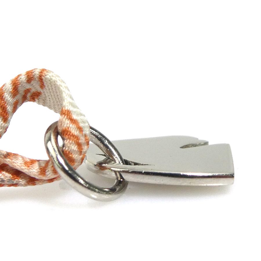 美品 エルメス ネックレス トゥールビヨン ホース オレンジ シルク シルバー 美品 エルメス ネックレス トゥールビヨン ホース オレンジ シルク