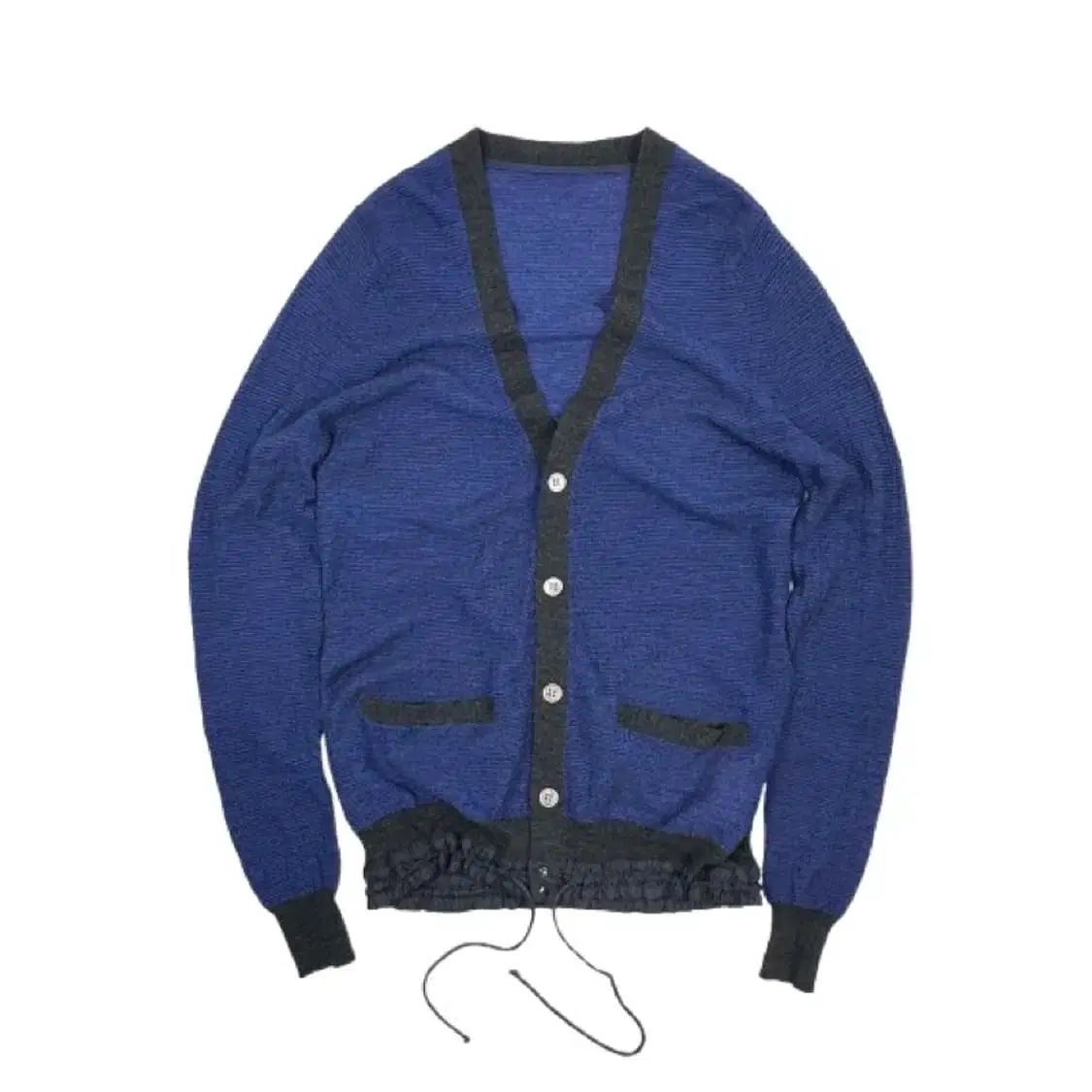 Sacai SACAI(サカイ) ウエスト ドローストリング ウール カーディガン 青 グレー 2
