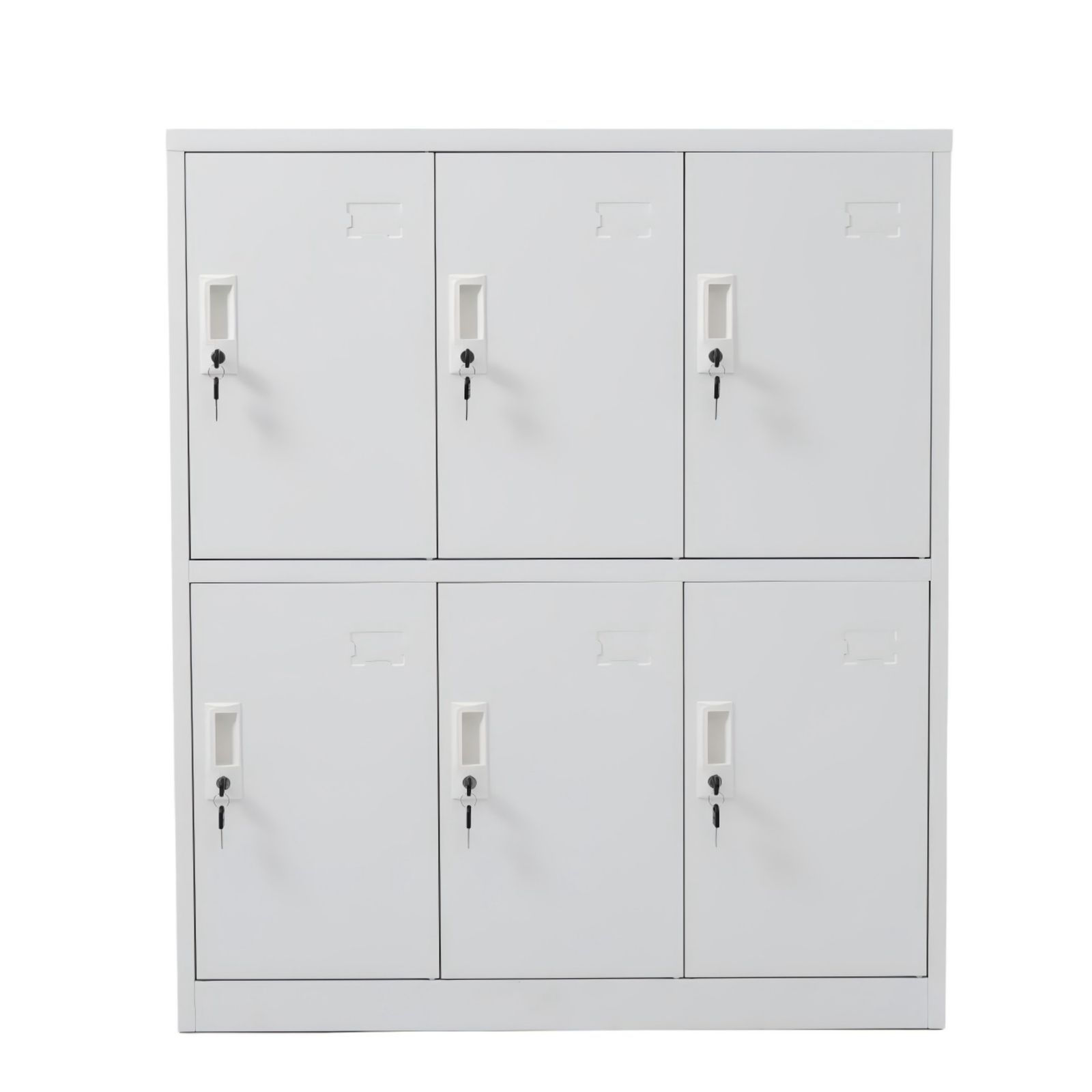 ロッカー スチールロッカー オフィスロッカー 6人用 ホワイト 鍵付き シリンダー錠 スペアキー付 名指し枠 ハンガーパイプ 取り外し棚