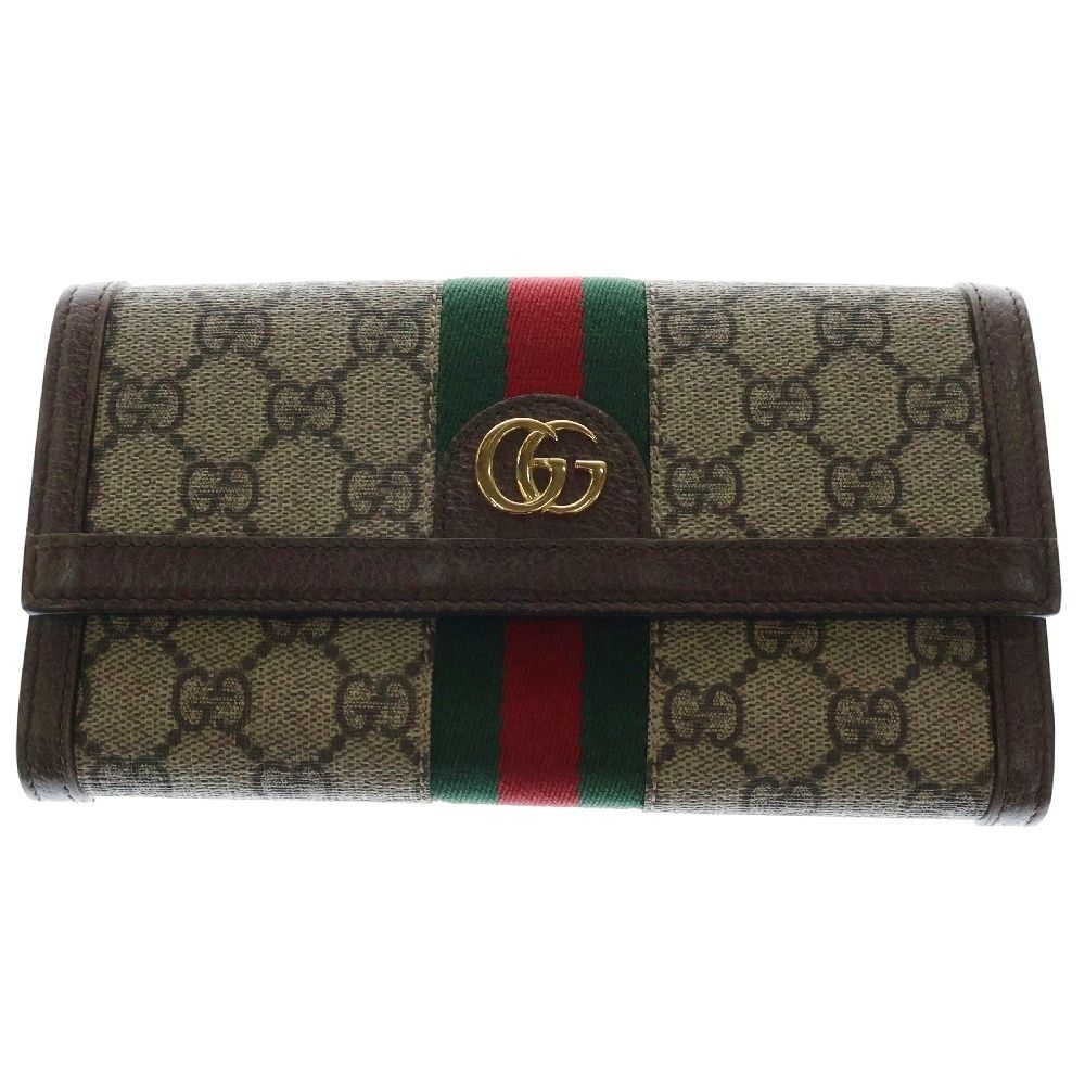 GUCCI グッチ GGスプリーム コンチネンタルウォレット PVC レザー ベージュ×ブラウン 長財布 ラウンドファスナー 523153