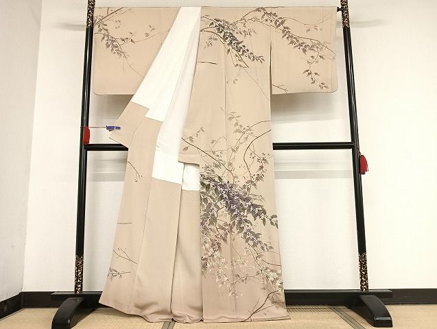 平和屋着物○訪問着 友禅 刺繍 小紫 金糸 金彩 正絹 逸品 AAAU4214np