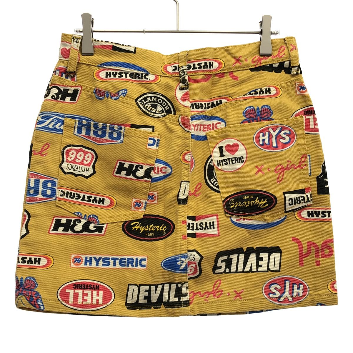 HYSTERIC GLAMOUR×X-girl ヒステリックグラマー×エックスガール ICONS 5-POCKET DENIM SKIRT 5ポケットロゴプリントデニムスカート 05194803 イエロー 2