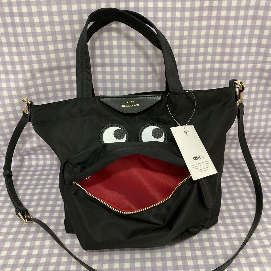 【値下】アニヤハインドマーチ ANYA HINDMARCH ブラック ナイロトートバッグ ショルダーバッグ 2way ハンドバッグ