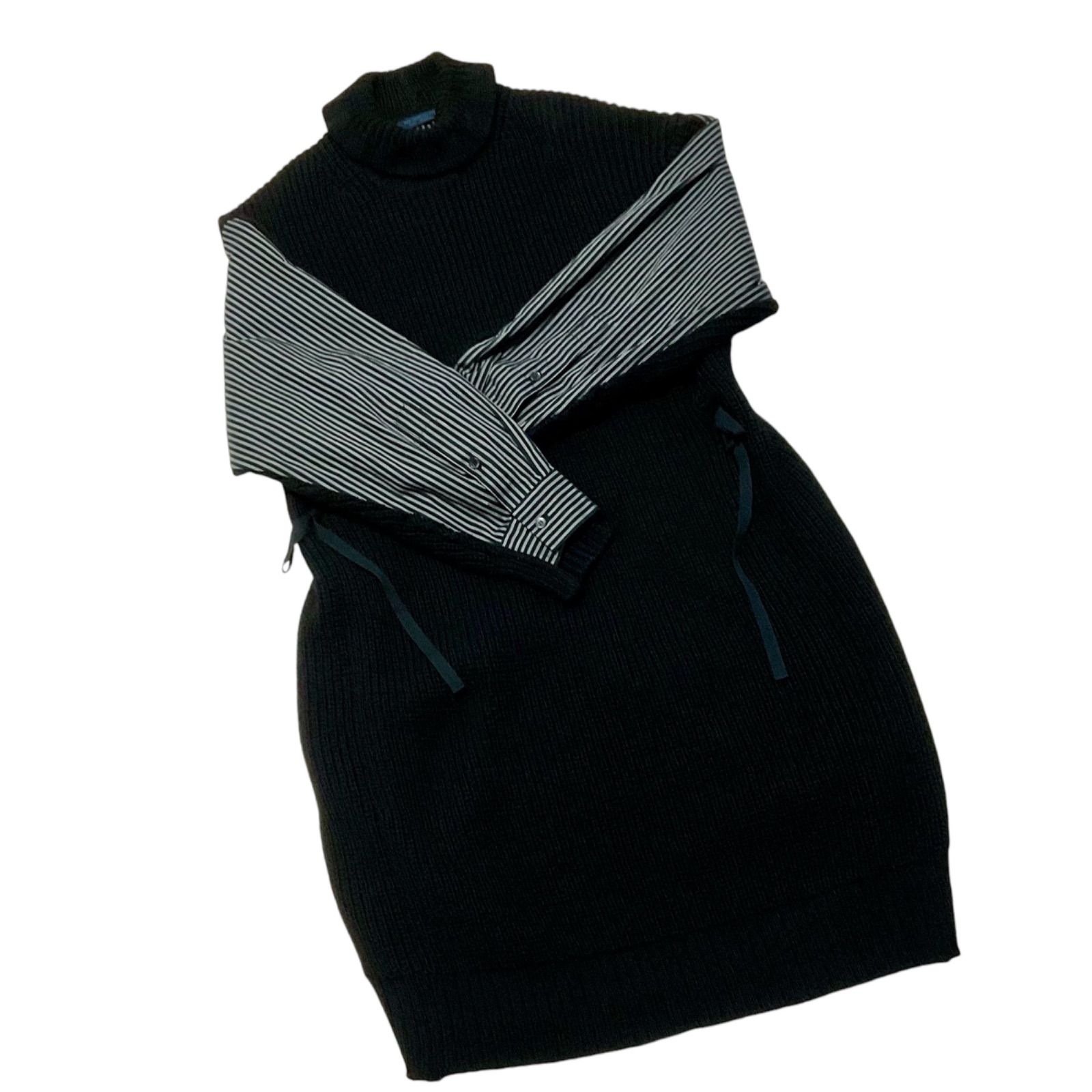 Yhoji Yamamoto ブラックニット ロングワンピース Youji Yamamoto ヨウジヤマモトブラックニットワンピース Sサイズ