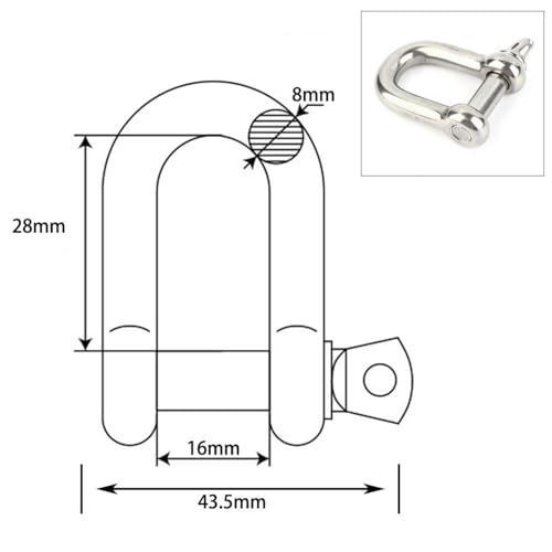 DIYAD-CH ステンレス シャックル M8 8 ステンシャックル D形シャックル