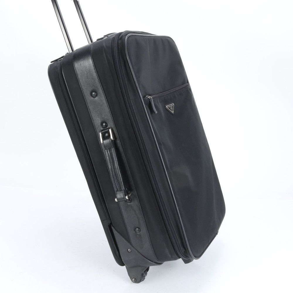PRADA キャリーケース 三角ロゴ 機内◎ ナイロン レザーブラック 美品 プラダ テスート ナイロン 三角ロゴ サフィアーノ レザー
