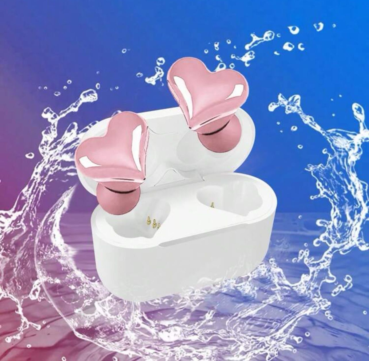 箱あり】ハート型 イヤホン ピンク Bluetooth 防水 ワイヤレスノイズ