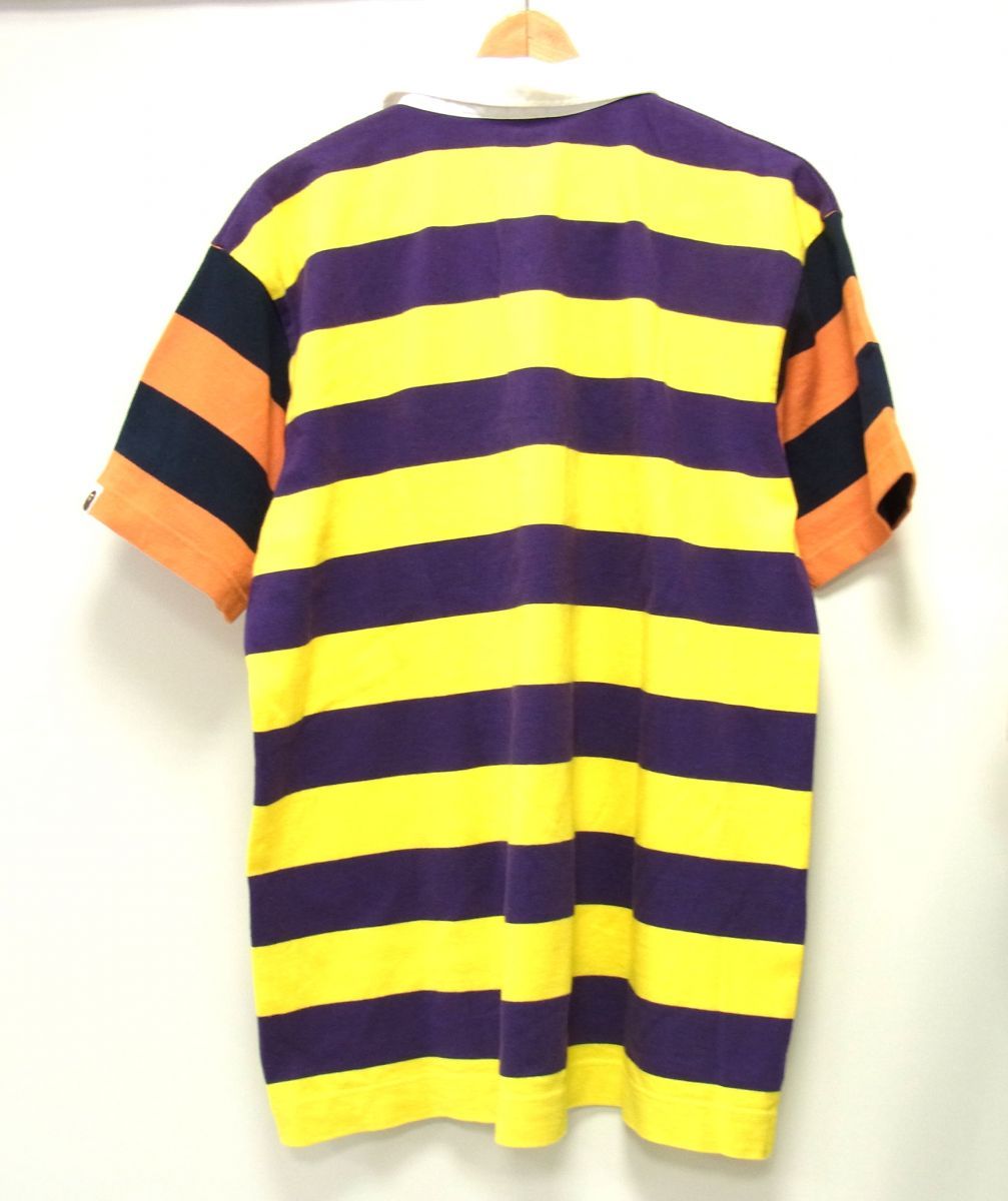 アベイシングエイプトリコロールカラーボーダーラガーシャツ半袖 A BATHING APE（アベイシングエイプ）の「STRIPE HEAVY WEIGHT
