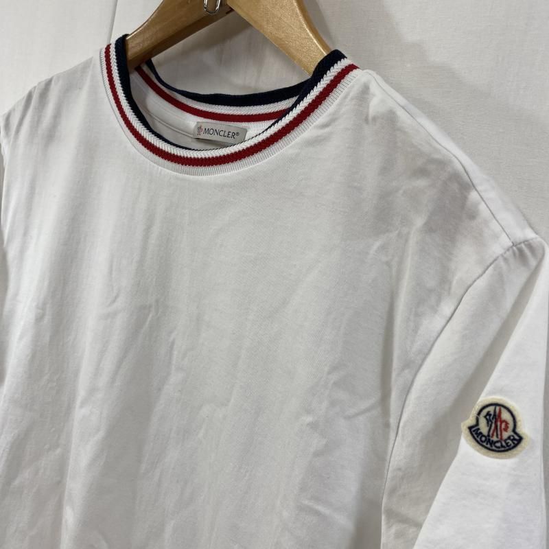 MONCLER モンクレール Tシャツ 半袖 トリコロールカラー / ワンポイントロゴパッチ / D10918028300 / WHT / L