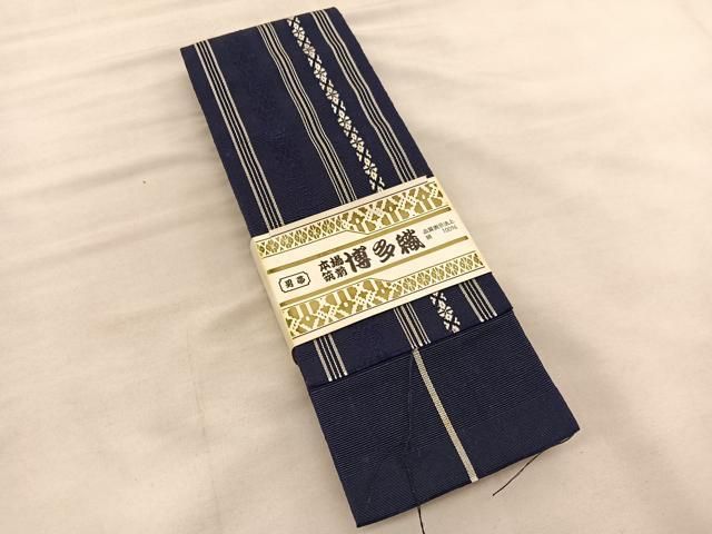 平和屋着物○男性 本場筑前博多織 両面 角帯 田中辰雄作 献上 証紙付き