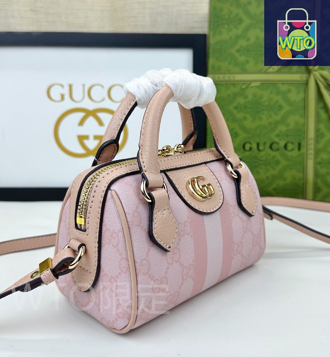 GUCCI ゴールド GGパターン ハンドバッグ GUCCI GGパターン ハンドバッグ