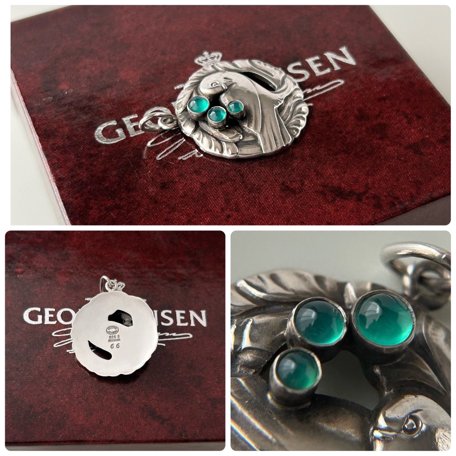 ジョージジェンセン ネックレス ペンダント トップ 66 バード グリーン