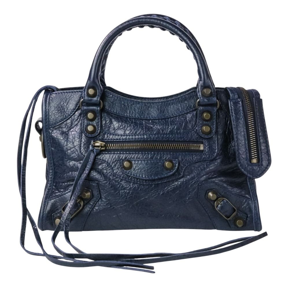 BALENCIAGA バレンシアガ クラシック ミニシティ 2way ショルダーバッグ 300295 ネイビー レディース 古着