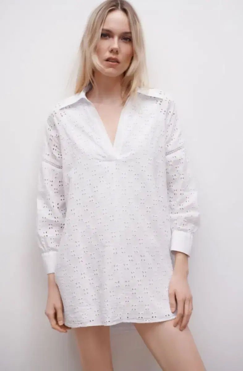 ZARA ザラ パンチング 刺繡 ミニ ワンピース