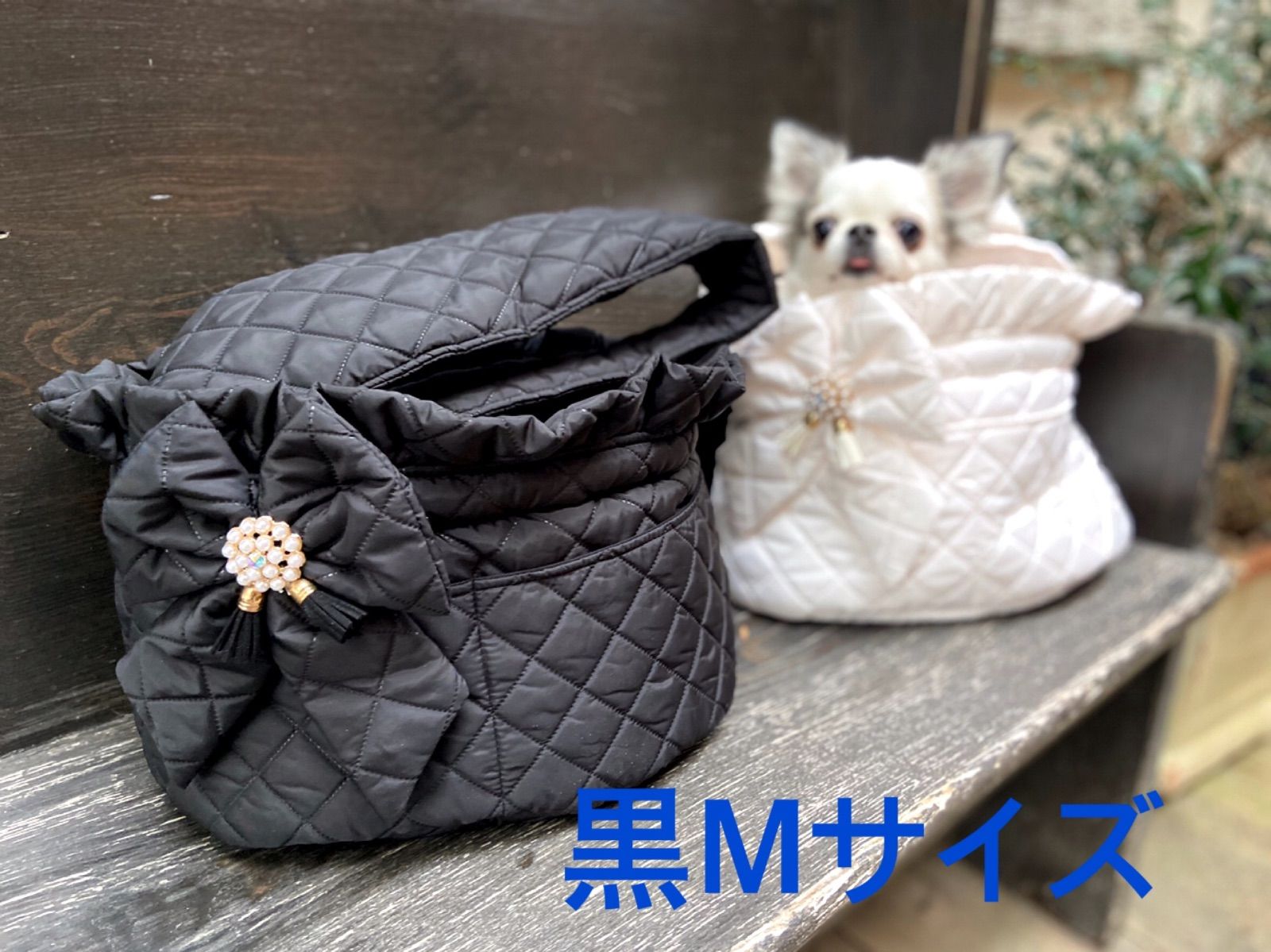 黒 Mサイズ ボンボンコピーヌ ペット犬用 スリングバッグ - メルカリ