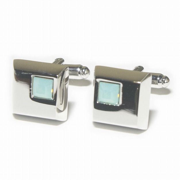 鎌倉カフス工房　パシフィックオパールスワロフスキースクエアーカフスボタン ギフト・プレゼントにもおすすめ