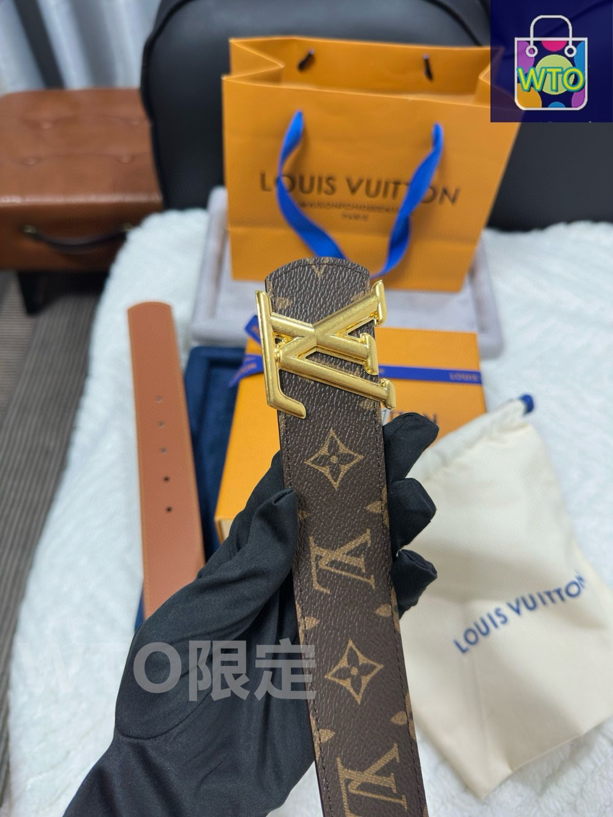 今日特価】Louis Vuitton モノグラムブラックベルト M8846