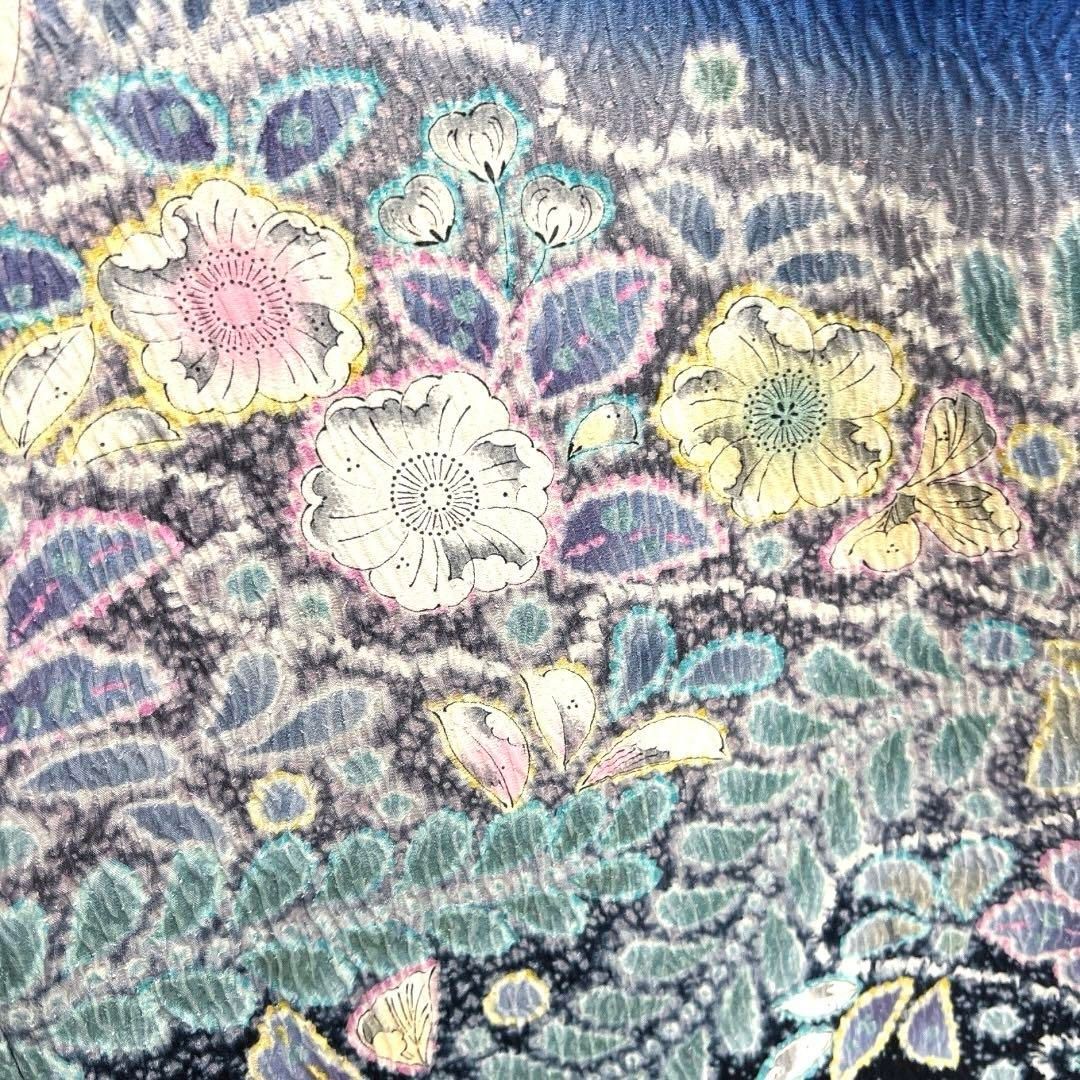 訪問着辻ヶ花膨れ織り幻想的藤たたき染紋無し着物102b d