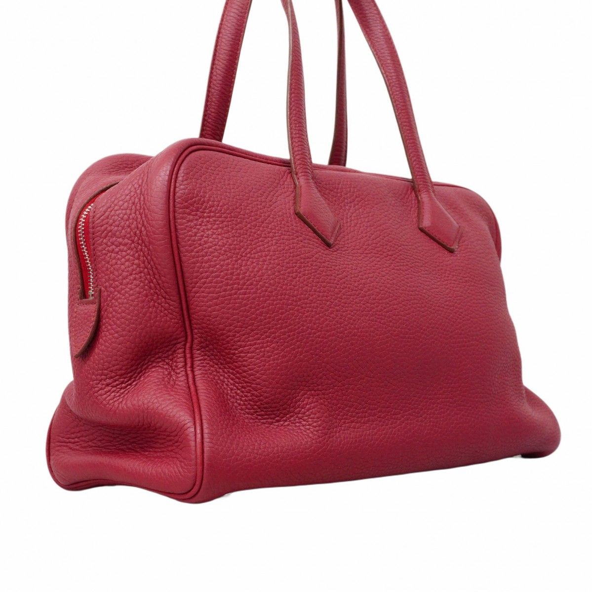 5mc2943 エルメス ボストンバッグ ヴィクトリア35 トリヨンクレマンス ルビー シルバー金具 T刻印 レディース