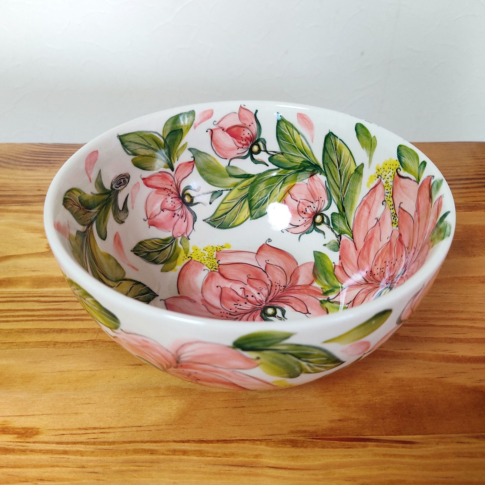 直径18cm 容量1L 大ボウル ピンクの芍薬模様 ミレナ社製 ポーランド