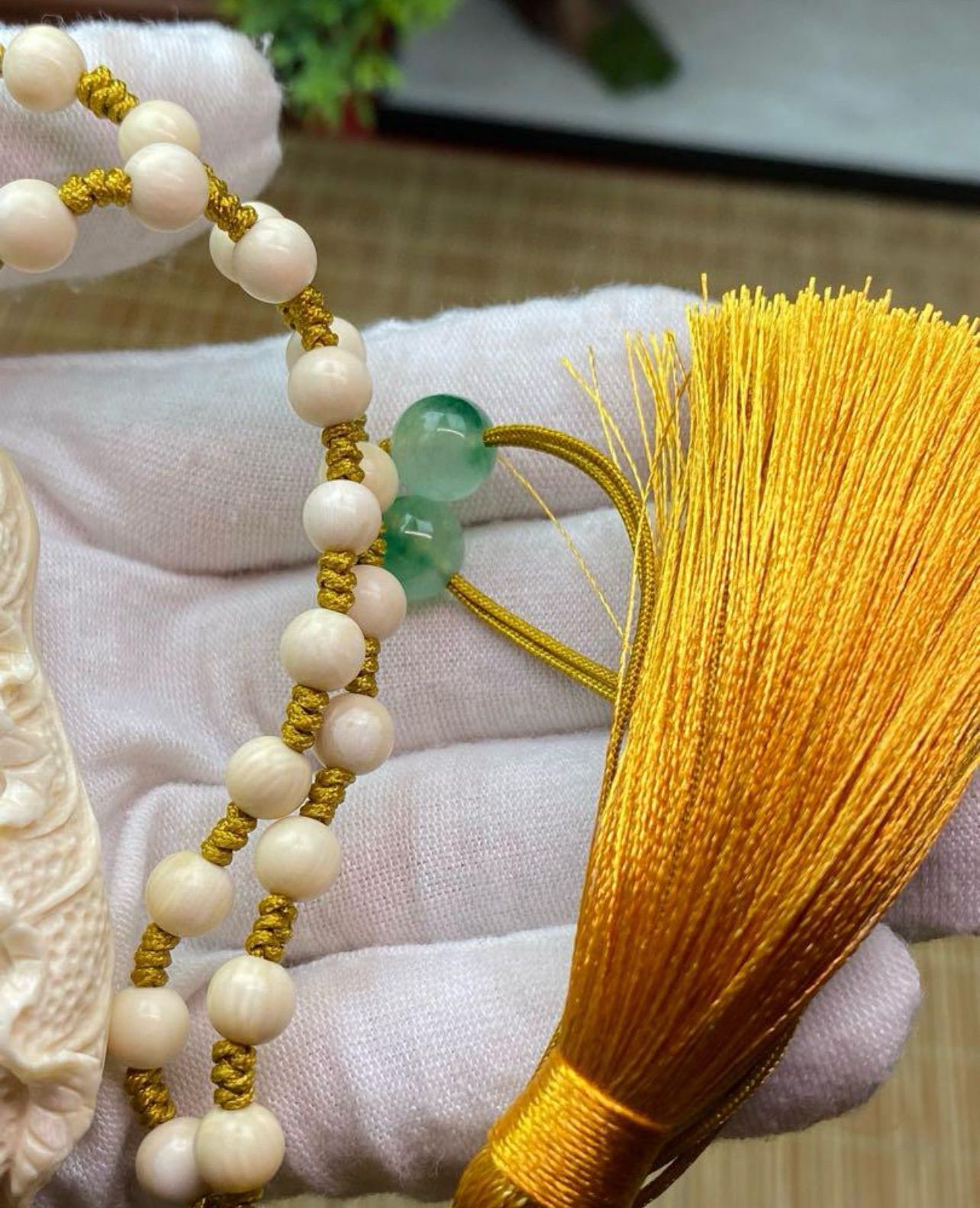 天然マンモス牙美しい手作り彫刻 百財 手握り物