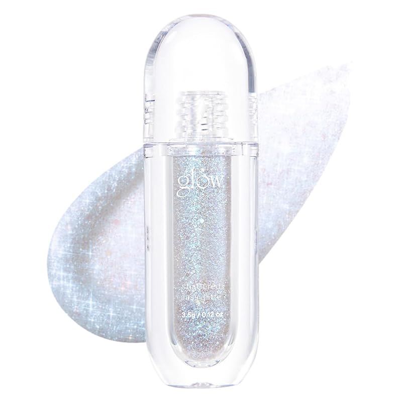 glow シャッタードグラスグリッター #ジョイ：低アレルギー性、ヴィーガンフレンドリー、リキッドタイプグリッターアイシャドウ、どの角度からも粉々のガラスのように微かに光る、2.8g（0.