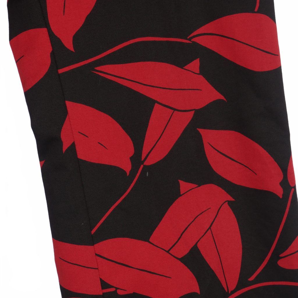 マルニ MARNI リーフプリント コットン リネン ワイドパンツ 38 黒 赤  