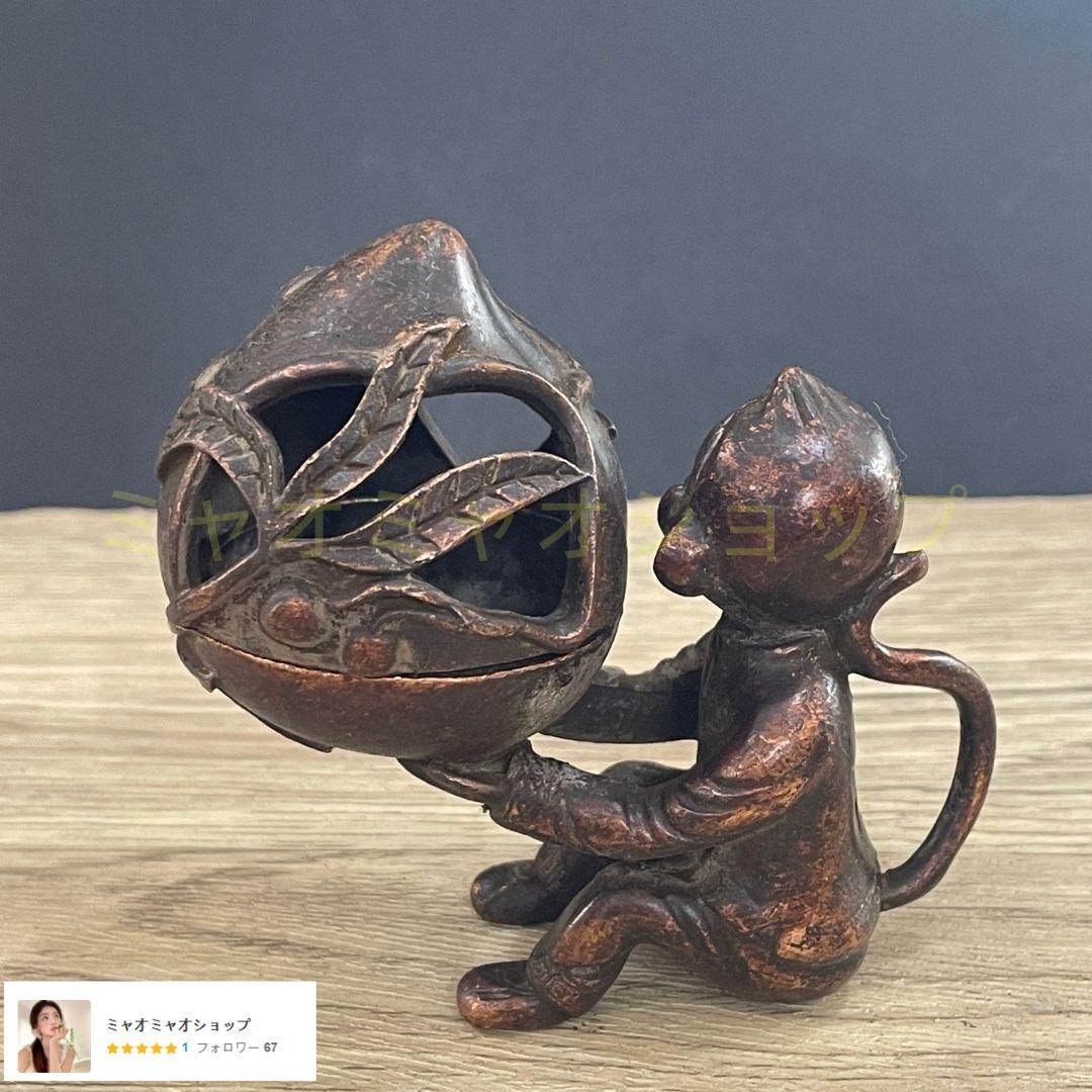 銅器 浮彫二仙香薫炉 手提げ暖手炉 香炉 香道具 装飾品 工芸品 置物 銅器 浮彫二仙香薫炉 手提げ暖手炉 香炉 香道具 装飾品 工芸