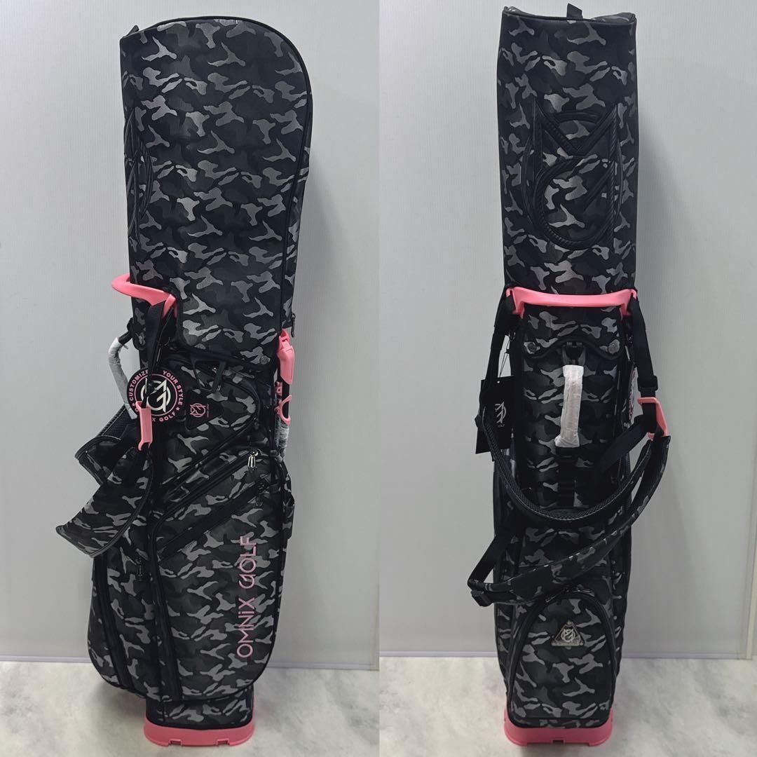 新品未使用 オムニックス スタンドバッグ カモ/ピンク 8.5型 迷彩柄