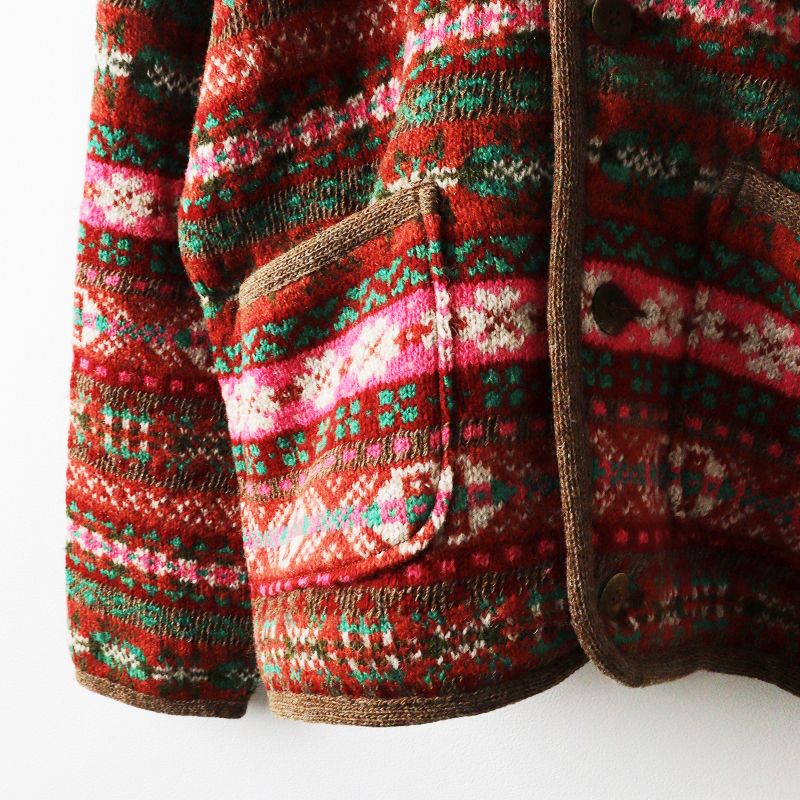 美品 45R 45rpm フォーティファイブアール フェアアイルニットのチロリアンジャケット 2/ブラウン系 ジャガード ウール【2400013601726】 美品45rpm ニット カーディガン フェアアイル 赤 3 公式通販
